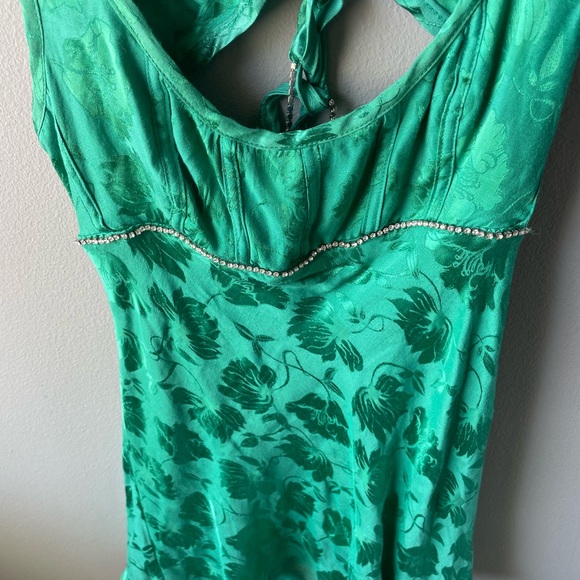 Free People One Day Floral Cutout Back Minidress In Green - Picture 2 of 7